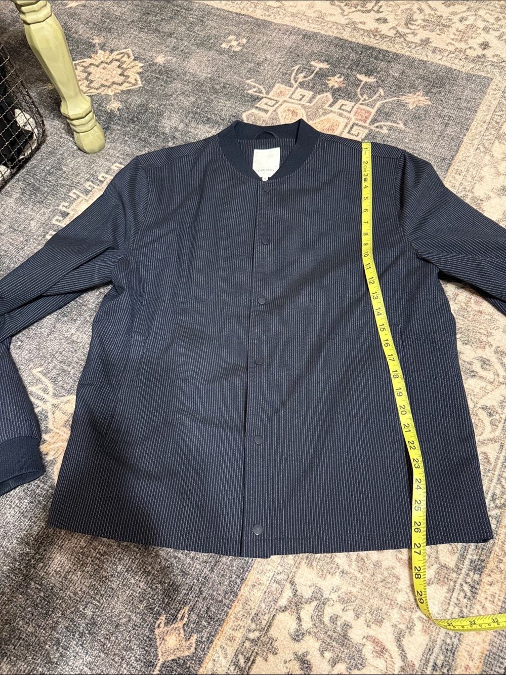 COS Navy Pinstripe Lightweight Shirt Jacket